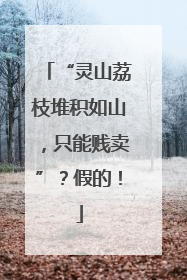 “灵山荔枝堆积如山，只能贱卖”？假的！
