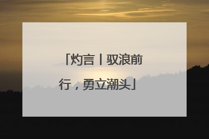 灼言丨驭浪前行，勇立潮头
