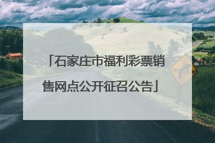 石家庄市福利彩票销售网点公开征召公告
