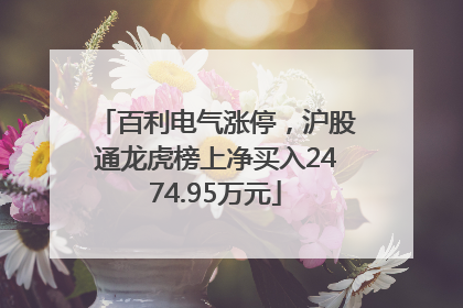 百利电气涨停，沪股通龙虎榜上净买入2474.95万元