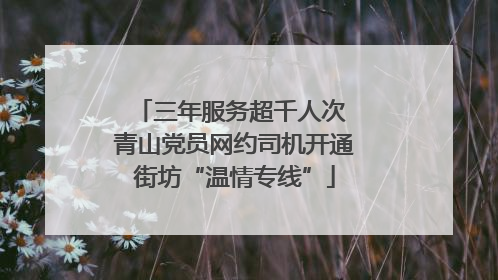 三年服务超千人次 青山党员网约司机开通街坊“温情专线”