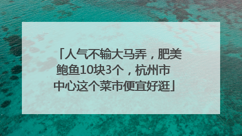 人气不输大马弄，肥美鲍鱼10块3个，杭州市中心这个菜市便宜好逛