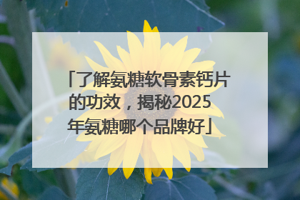 了解氨糖软骨素钙片的功效，揭秘2025年氨糖哪个品牌好