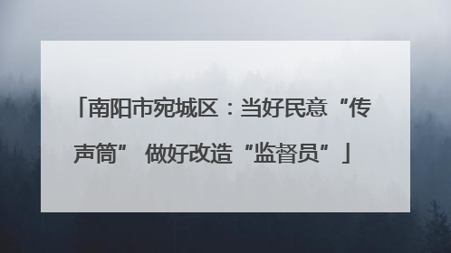 南阳市宛城区：当好民意“传声筒” 做好改造“监督员”