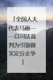 全国人大代表马丽——以司法裁判为引领做实定分止争