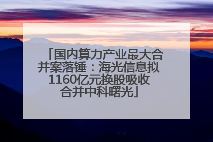 国内算力产业最大合并案落锤：海光信息拟1160亿元换股吸收合并中科曙光