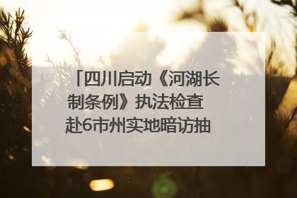 四川启动《河湖长制条例》执法检查 赴6市州实地暗访抽查｜四川人大之声