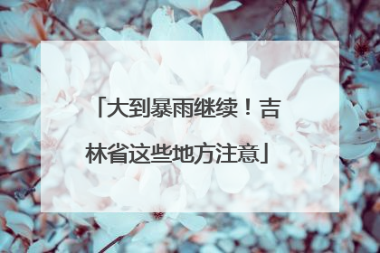 大到暴雨继续！吉林省这些地方注意