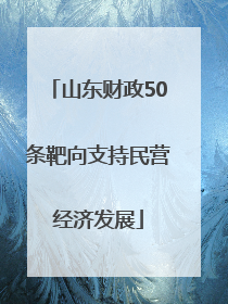 山东财政50条靶向支持民营经济发展