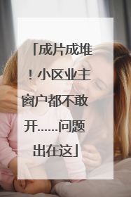 成片成堆！小区业主窗户都不敢开……问题出在这
