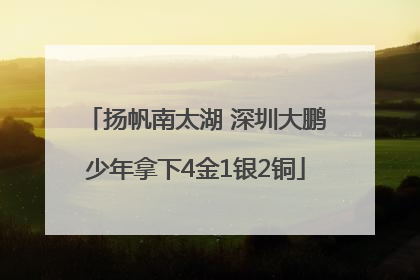 扬帆南太湖 深圳大鹏少年拿下4金1银2铜