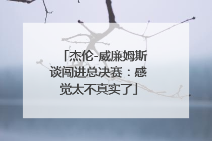 杰伦-威廉姆斯谈闯进总决赛：感觉太不真实了