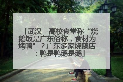 武汉一高校食堂称“烧鹅饭是广东俗称，食材为烤鸭”？广东多家烧鹅店：鸭是鸭鹅是鹅