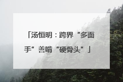 汤恒明：跨界“多面手”善啃“硬骨头”