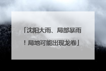 沈阳大雨、局部暴雨！局地可能出现龙卷
