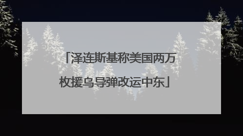 泽连斯基称美国两万枚援乌导弹改运中东