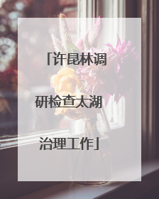 许昆林调研检查太湖治理工作
