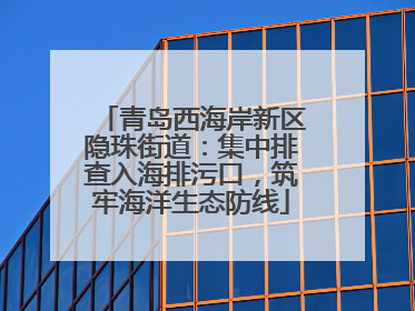 青岛西海岸新区隐珠街道：集中排查入海排污口，筑牢海洋生态防线