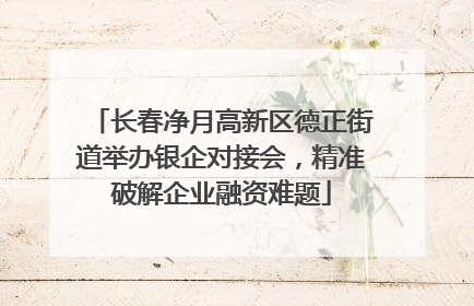 长春净月高新区德正街道举办银企对接会，精准破解企业融资难题