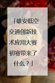 雄安低空交通创新技术应用大赛初赛带来了什么？