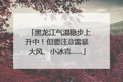 黑龙江气温稳步上升中！但要注意雷暴大风、小冰雹……