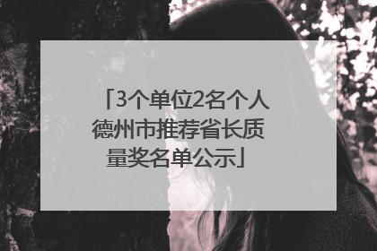3个单位2名个人 德州市推荐省长质量奖名单公示